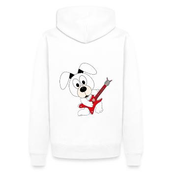 HUND - GITARRE - MUSIK - TIER - KIND - BABY - Männer Premium Bio Hoodie - Weiß - Hinten - Nico (187cm)