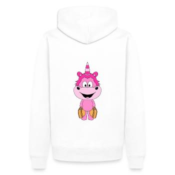 EINHORN - KOFFER - REISE - URLAUB - FERIEN - Männer Premium Bio Hoodie - Weiß - Hinten - Nico (187cm)