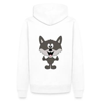 WOLF - TIER - KIND - BABY - TIERISCH - GUT - Männer Premium Bio Hoodie - Weiß - Hinten - Nico (187cm)