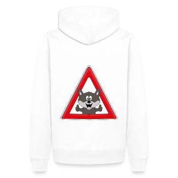 ACHTUNG WOLF - TIER - TIERISCH - WÖLFE - Männer Premium Bio Hoodie - Weiß - Hinten - Nico (187cm)