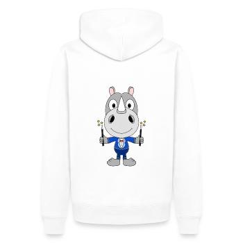 ZAUBERER - MAGIER - MAGIE - NASHORN - TIER - Männer Premium Bio Hoodie - Weiß - Hinten - Nico (187cm)