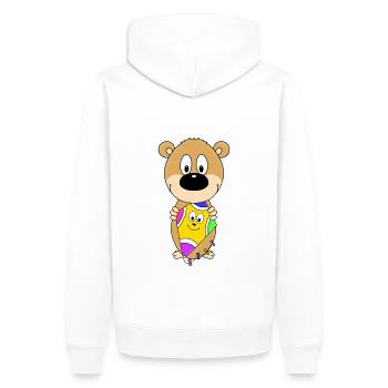 TEDDYBÄR - DRACHE - KITE - DRACHENSTEIGEN - Männer Premium Bio Hoodie - Weiß - Hinten - Nico (187cm)