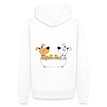 HUNDE - BADEWANNE - BADEENTEN - LIEBE - HUND - Männer Premium Bio Hoodie - Weiß - Hinten - Nico (187cm)