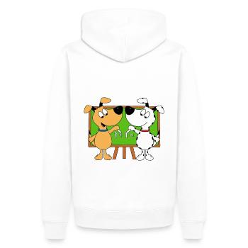 HUNDE - SCHULE - SCHÜLER - MATHE - RECHNEN - Männer Premium Bio Hoodie - Weiß - Hinten - Nico (187cm)