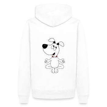 HUND - YOGA - PILATES - TIER - TIERISCH - Männer Premium Bio Hoodie - Weiß - Hinten - Nico (187cm)
