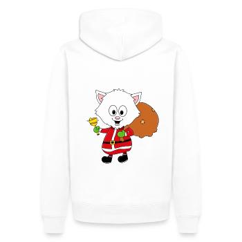 KATZE - WEIHNACHTEN - WEIHNACHTSMANN - GESCHENKE - Männer Premium Bio Hoodie - Weiß - Hinten - Nico (187cm)