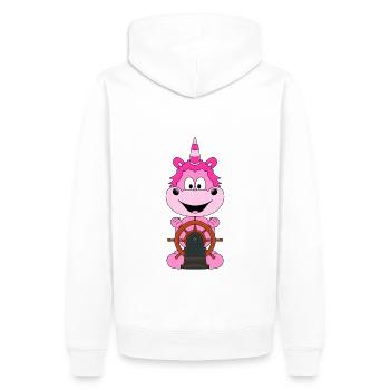 EINHORN - KAPITÄN - BOOT - SCHIFF - SEEMANN - Männer Premium Bio Hoodie - Weiß - Hinten - Nico (187cm)