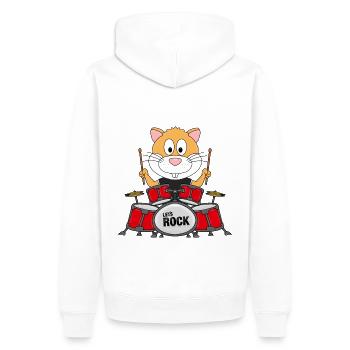 HAMSTER - SCHLAGZEUGER - TROMMELN - TIER - Männer Premium Bio Hoodie - Weiß - Hinten - Nico (187cm)