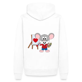 MAUS - KUNST - KÜNSTLER - LIEBE - LOVE - MALEN - Männer Premium Bio Hoodie - Weiß - Hinten - Nico (187cm)