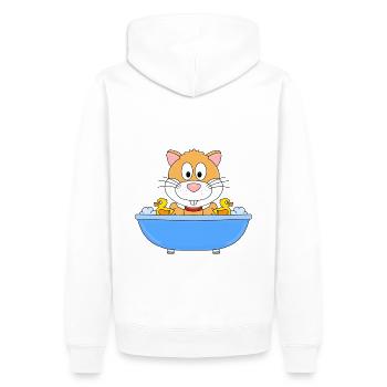 HAMSTER - BADEWANNE - BADEN - TIER - TIERISCH - Männer Premium Bio Hoodie - Weiß - Hinten - Nico (187cm)