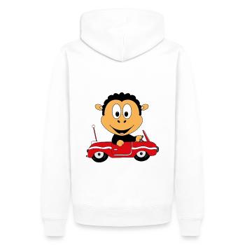 SCHWARZES SCHAF - AUTO - TIER - TIERISCH - BABY - Männer Premium Bio Hoodie - Weiß - Hinten - Nico (187cm)