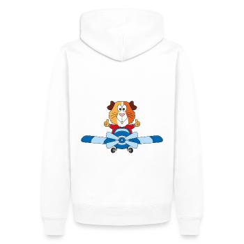 MEERSCHWEINCHEN - FLUGZEUG - PILOT - FLIEGEN - Männer Premium Bio Hoodie - Weiß - Hinten - Nico (187cm)