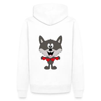WOLF - LIEBE - LOVE - TIER - TIERISCH - VERLIEBT - Männer Premium Bio Hoodie - Weiß - Hinten - Nico (187cm)