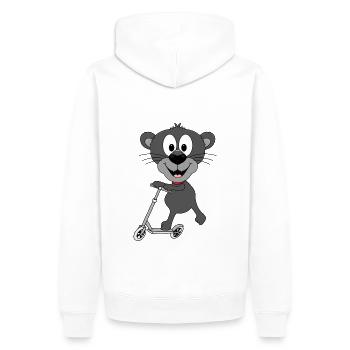 PANTHER - ROLLER - TIER - KIND - BABY - Männer Premium Bio Hoodie - Weiß - Hinten - Nico (187cm)
