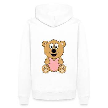 TEDDY - BÄR - TEDDYBÄR - LIEBE - HERZ - VERLIEBT - Männer Premium Bio Hoodie - Weiß - Hinten - Nico (187cm)