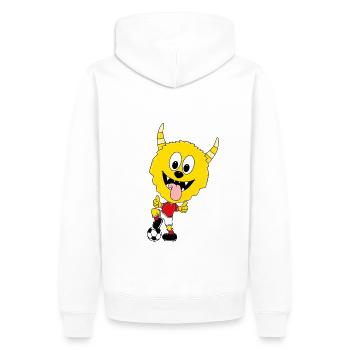 MONSTER - FUßBALL - SPORT - TIERISCH - Männer Premium Bio Hoodie - Weiß - Hinten - Nico (187cm)