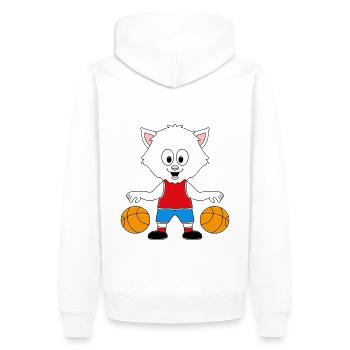 KATZE - BASKETBALL - SPORT - TIER - TIERISCH - Männer Premium Bio Hoodie - Weiß - Hinten - Nico (187cm)
