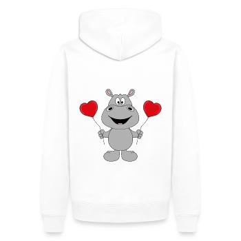 NILPFERD - LIEBE - LUFTBALLONS - TIER - TIERISCH - Männer Premium Bio Hoodie - Weiß - Hinten - Nico (187cm)
