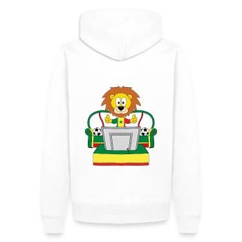FUßBALL - WELTMEISTERSCHAFT - SENEGAL - LÖWE - Männer Premium Bio Hoodie - Weiß - Hinten - Nico (187cm)