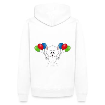 KATZE - LUFTBALLONS - TIER - KIND - BABY - Männer Premium Bio Hoodie - Weiß - Hinten - Nico (187cm)