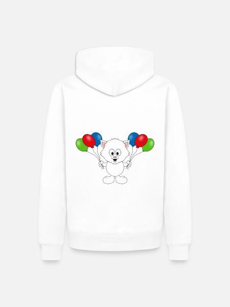 KATZE - LUFTBALLONS - TIER - KIND - BABY - Männer Premium Bio Hoodie - Weiß