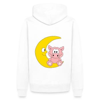 MOND - SCHWEIN - TIER - TIERISCH - KIND - BABY - Männer Premium Bio Hoodie - Weiß - Hinten - Nico (187cm)
