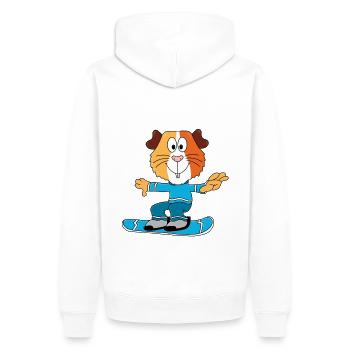 MEERSCHWEINCHEN - SNOWBOARD - SPORT - TIER - KIND - Männer Premium Bio Hoodie - Weiß - Hinten - Nico (187cm)