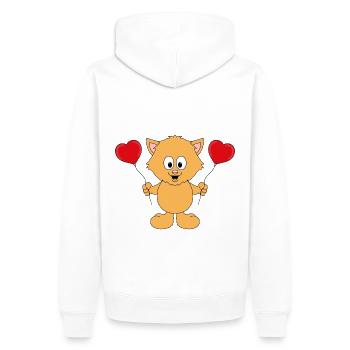 KATZE - LIEBE - LOVE - TIER - TIERISCH - VERLIEBT - Männer Premium Bio Hoodie - Weiß - Hinten - Nico (187cm)