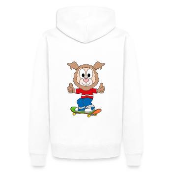 SKATEBOARD - SKATER - LAMA - ALPAKA - TIER - FUN - Männer Premium Bio Hoodie - Weiß - Hinten - Nico (187cm)