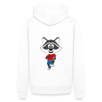 WASCHBÄR - LAUFEN - SPORT - FITNESS - MARATHON - Männer Premium Bio Hoodie - Weiß - Hinten - Nico (187cm)