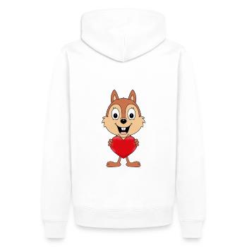 HERZ - LIEBE - EICHHÖRNCHEN - TIERISCH - VERLIEBT - Männer Premium Bio Hoodie - Weiß - Hinten - Nico (187cm)