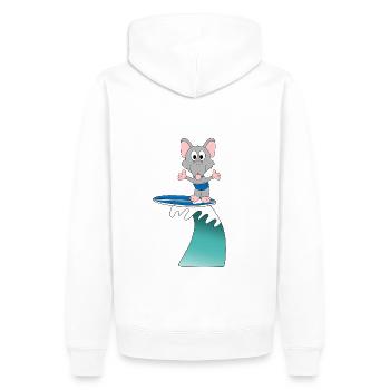 WASSERRATTE - SURFER - WELLENREITER - WASSERSPORT - Männer Premium Bio Hoodie - Weiß - Hinten - Nico (187cm)