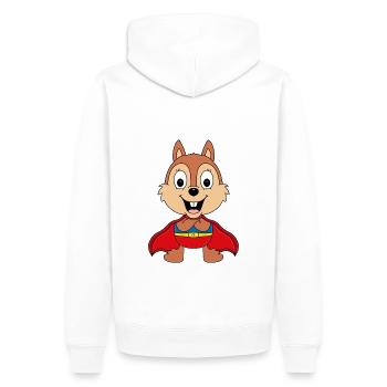 SUPERHELD - EICHHÖRNCHEN - TIER - TIERISCH - Männer Premium Bio Hoodie - Weiß - Hinten - Nico (187cm)