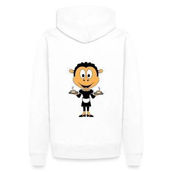 KELLNERIN - SCHAF - GASTRONOMIE - TIERISCH - TIER - Männer Premium Bio Hoodie - Weiß - Hinten - Nico (187cm)