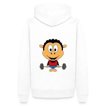 SCHAF - GEWICHTHEBER - BODYBUILDING - FITNESS - Männer Premium Bio Hoodie - Weiß - Hinten - Nico (187cm)