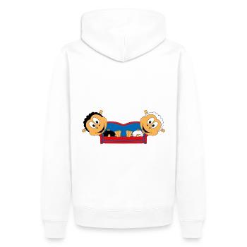 SCHAFE - SOFA - TIERE - LIEBE - LOVE - TIERISCH - Männer Premium Bio Hoodie - Weiß - Hinten - Nico (187cm)