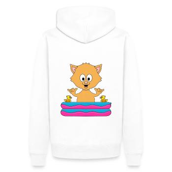 KATZE - SHAKA - PLANSCHBECKEN - TIER - TIERISCH - Männer Premium Bio Hoodie - Weiß - Hinten - Nico (187cm)