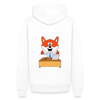 FUCHS - ARBEIT - BÜRO - CHEF - JOB - BERUF - TIER - Männer Premium Bio Hoodie - Weiß - Hinten - Nico (187cm)