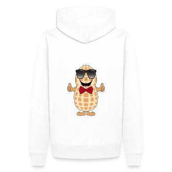 NUSS - ERDNUSS - NÜSSE - SUPER - GUT - Männer Premium Bio Hoodie - Weiß - Hinten - Nico (187cm)