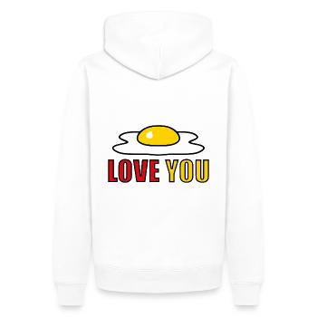 EI LOVE YOU - SPIEGELEI - ESSEN - LIEBE - OSTERN - Männer Premium Bio Hoodie - Weiß - Hinten - Nico (187cm)