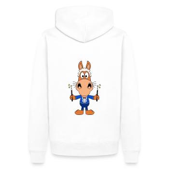 PFERD - PONY - ZAUBERER - ZAUBERN - TIER - FUN - Männer Premium Bio Hoodie - Weiß - Hinten - Nico (187cm)