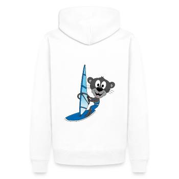 SURFER - WINDSURFER - PANTHER - WASSERSPORT - TIER - Männer Premium Bio Hoodie - Weiß - Hinten - Nico (187cm)