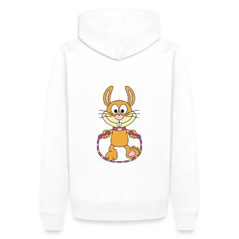HASE - KANINCHEN - SPRINGSEIL - SEILSPRINGEN - Männer Premium Bio Hoodie - Weiß - Hinten - Nico (187cm)