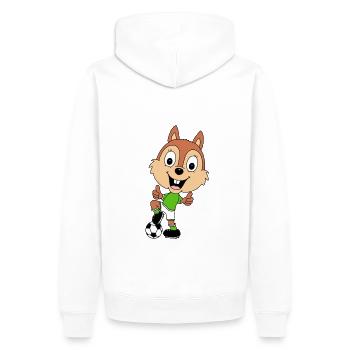 FUßBALL - SPORT - EICHHÖRNCHEN - TIER - Männer Premium Bio Hoodie - Weiß - Hinten - Nico (187cm)