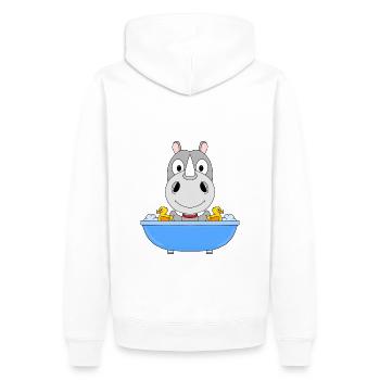 NASHORN - BADEWANNE - BADEN - TIER - TIERISCH - Männer Premium Bio Hoodie - Weiß - Hinten - Nico (187cm)