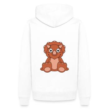 DINO - DINOSAURIER - KIND - BABY - Männer Premium Bio Hoodie - Weiß - Hinten - Nico (187cm)