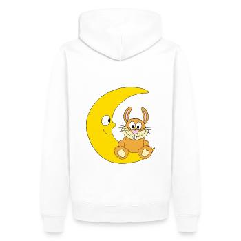 HASE - MOND - TIER - KIND - BABY - Männer Premium Bio Hoodie - Weiß - Hinten - Nico (187cm)