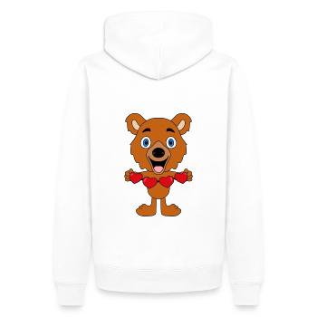 LIEBE - LOVE - TEDDY - BÄR - TEDDYBÄR - HERZEN - Männer Premium Bio Hoodie - Weiß - Hinten - Nico (187cm)
