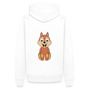 REISE - URLAUB - EICHHÖRNCHEN - AUSWANDERER - TIER - Männer Premium Bio Hoodie - Weiß - Hinten - Nico (187cm)