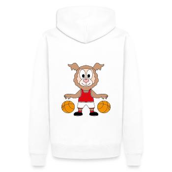 BASKETBALL - SPORT - LAMA - ALPAKA - TIER - Männer Premium Bio Hoodie - Weiß - Hinten - Nico (187cm)